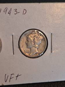 lot 136 image: 1943-D VF Mercury silver dime