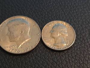 lot 202 image: Bicentennial quarter and half dollar set