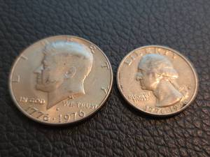 lot 204 image: Bicentennial quarter and half dollar set