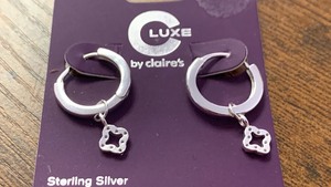 Sterling Silver 925/1000 Hoop Earrings with Charm Luxe by Claire's