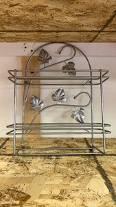 lot 33 image: Metal Wall Shelf with Leaf Ornaments Two-Tier