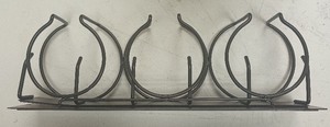 lot 403 image: Black Metal Wall-Mount Organizer with Hooks and Shelving DP60