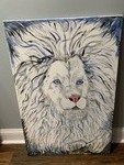 Original Lion Painting by Local Artist – Acrylic Canvas Artwork approx 24x36 inches