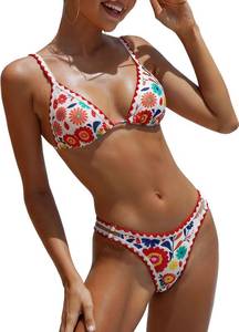 lot 4603 image: BIKINX Womens Swimsuits Sexy Thong Micro Bikini Ditsy Floral Two Piece Sets Bathing Suit Color Block Bandeau Swim Top Triangle Floral Medium