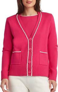 lot 4626 image: Womens Womens Cardigan Sweater, Demi 4-Button V-Neck Ladies Light Long Sleeve Top for Summer and Fall Pink XL