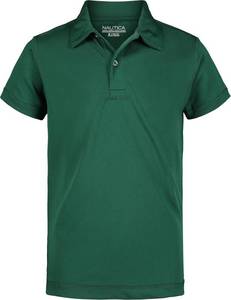 lot 4646 image: Nautica Boys School Uniform Sensory-Friendly Short Sleeve Performance Polo Green 1416