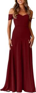 lot 4688 image: YMDUCH Womens Off Shoulder Sweetheart Neck Bodycon High Split Wedding Guest Long Formal Dress WineRed Medium
