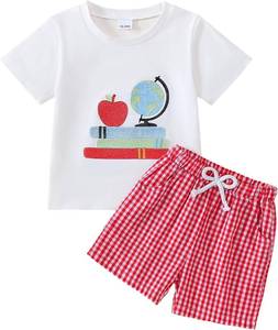 lot 4689 image: Toddler Boy Back to School Outfit First Day of School ShirtStriped Shorts Summer Clothes Set 3-4 Year