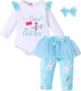 lot 4691 image: Infant Baby girl easter clothes baby toddler easter day outfit set My 1st easter outfit 18-24 Months