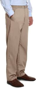 lot 4700 image: Pembrook Mens Elastic Waist Pants for Seniors - Adaptive Pants for Elderly with Zipper and Button - Tan XXL