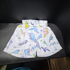 lot 4705 image: BOOMLEMON Mens Mesh Graphic Print Shorts Casual Fashion Cool Shorts Summer Active Basketball Streetwear Short Pants White XS