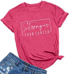 lot 4710 image: DUTUT Breast Cancer Shirts Women Pink Ribbon Cancer Awareness Tshirt  Stronger Than Cancer Tee Breast Cancer Awareness Shirt Inspirational Survivor Gifts Graphic Short Sleeve Tops Pink Medium