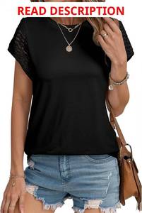 lot 4713 image: SHEWIN Womens Summer Tops Crewneck Short Sleeve T Shirts Casual Patchwork Hollow Out Loose Tank Top Lime Green Small