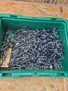 lot 337 image: Assorted Wood Screws Bulk Lot Green Storage Bin