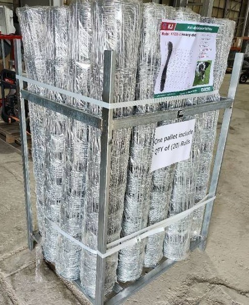lot 6515 image: Unused 20 Rolls KJ 100 ft Hot-Dipped Galvanized Field Fence  20 Rolls (2,000 ft Total) - K1230 - 4ft X 100ft Each Roll x 20pcs