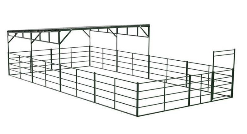 lot 6526 image: Unused KJ Livestock Shelter  Model K2039  39ft x 20ft with Covered Area