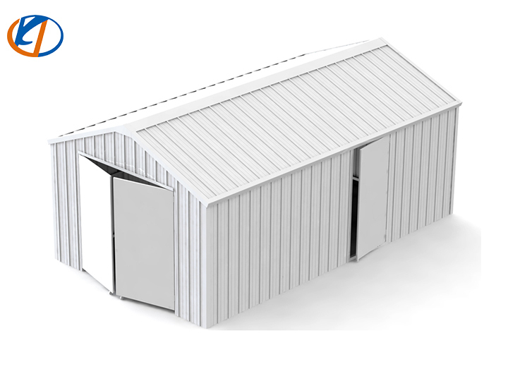 lot 6540 image: Unused KJ 12ft X 20ft Single Garage Metal Shed - K1220 - Cream