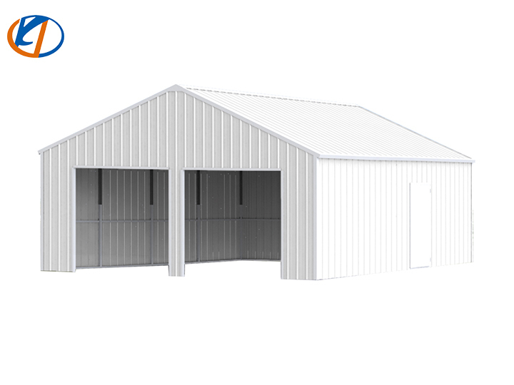 lot 6556 image: Unused KJ 23ft X 22ft Double Garage heavy Duty Metal Shed - K2223 - Cream