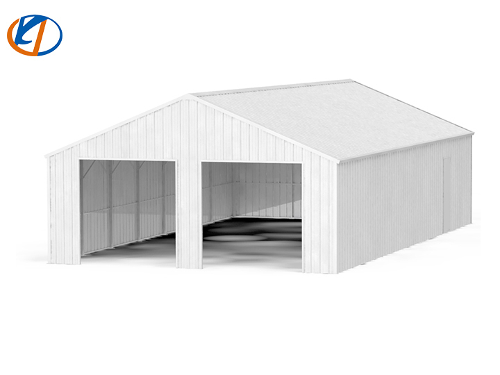 lot 6580 image: Unused KJ 45ft X 25ft Double Garage Steel Barn w Side Entrance - K4525 - Cream
