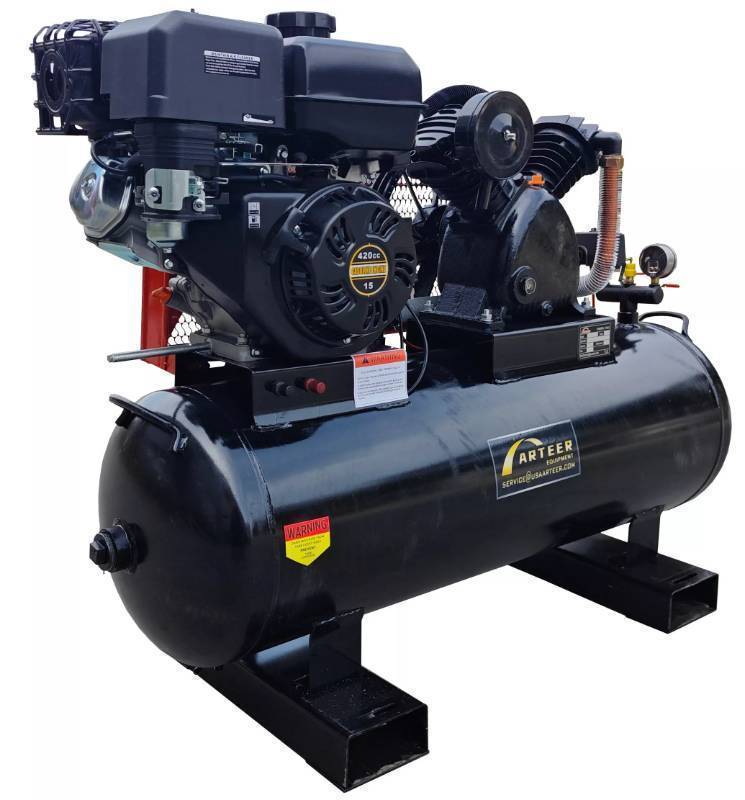 lot 4086 image: Unused ARTEER 40 Gallon 175 PSI Two Stage Air Compressor w Electric Start and Recoil - ART-GAC40