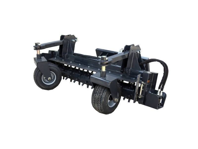 lot 3010 image: UNUSED LandHonor 72in Skid Steer Power Rake Soil Conditioner 320rmin PR-12-72W - This Motor & Combined Optimized Drum Size and Aggressive, 2 Teeth Can Handle the Most Rugged Surfaces, Tear Up Roots & Small Stumps, and Leave Behind a Clean Fresh Seed Bed