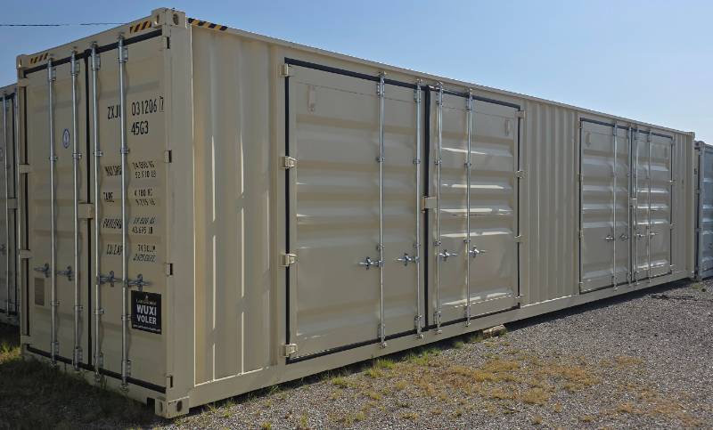 lot 1035 image: One Way Trip 40 Long Tall High Cube Container with Double Rear & Two (2) Side Double Doors - Used One Time To Ship To Mother Road Auctions & SalesWeather, Rodent & FireproofDelivery Available