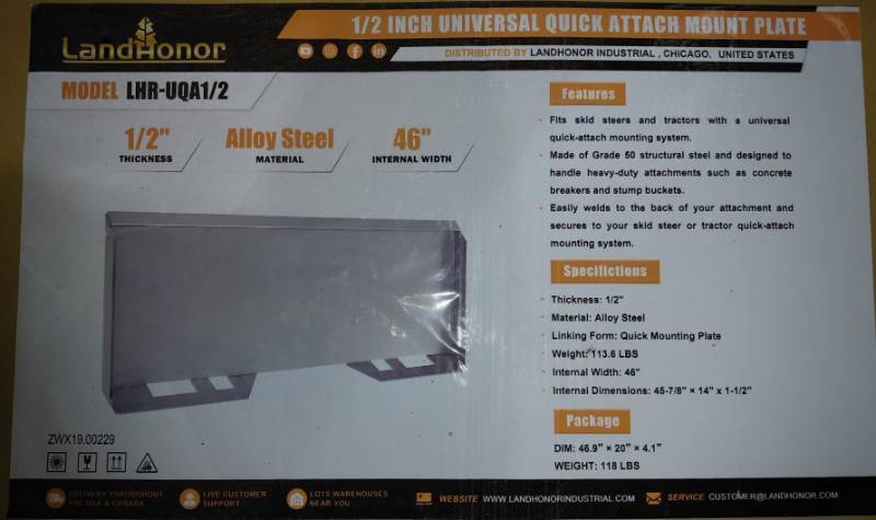 lot 3271 image: Unused LandHonor 12 Universal Quick Attach Mount Plate Model LHR-UQA12