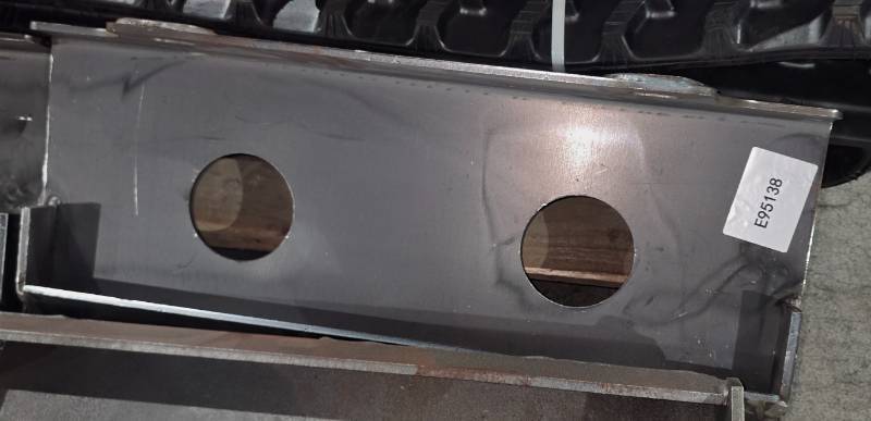 lot 8303 image: Unused MINI Skid Steer Steel Mounting Plate with Dual Circular Cutouts  Dingo Plate