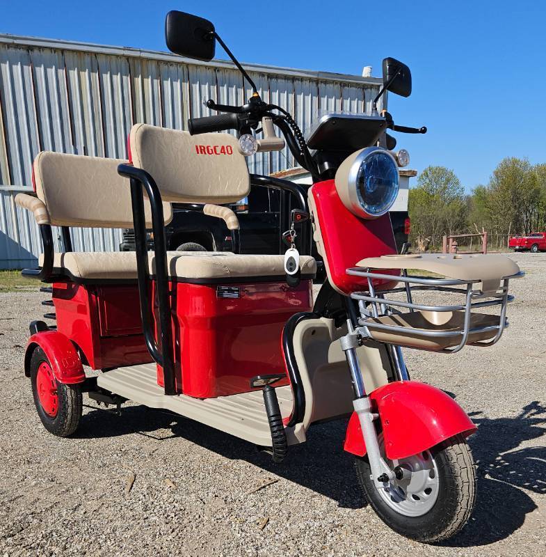 lot 5040 image: SDLanch Red Mini Golf CartTrike Electric Vehicle MGC40 - Wall Charger - Remote Security System - Lights - Horn - Under Seat Storage - Small But Powerful Some Assembly Required