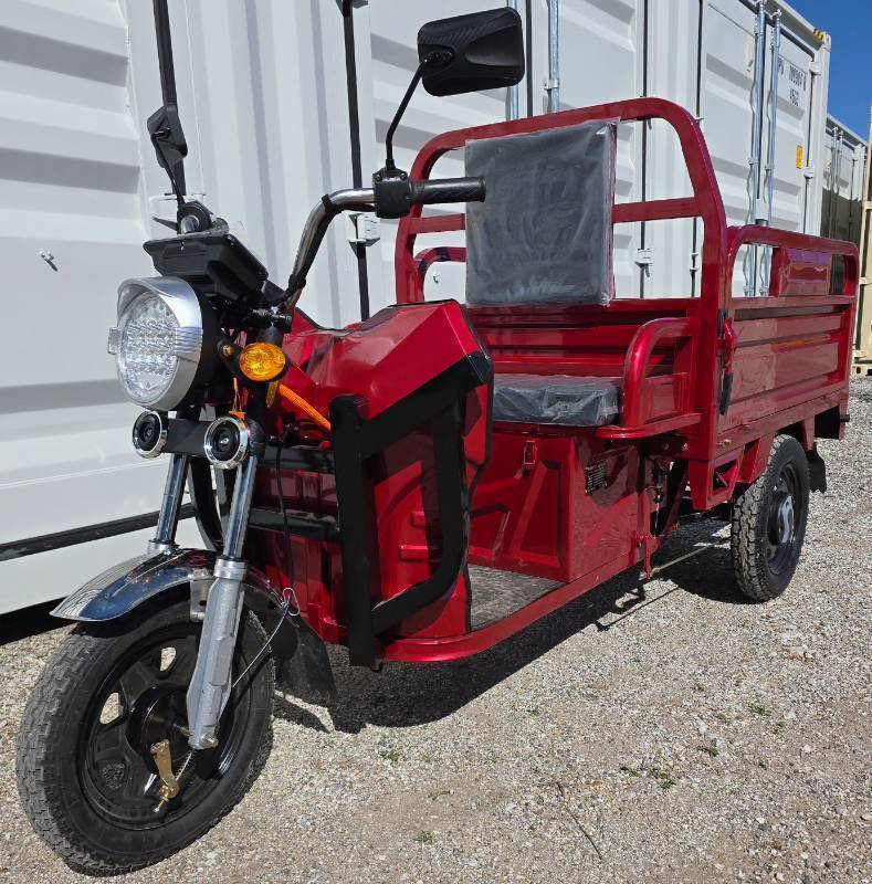 lot 5026 image: Red - IRET13 High-End Electric Tricycle 800W 60V20A - Dump Bed - Speed Regulating & Boosting Device to Ensure Strong Output Power - Very Powerful - LCD Panel - LED Headlights