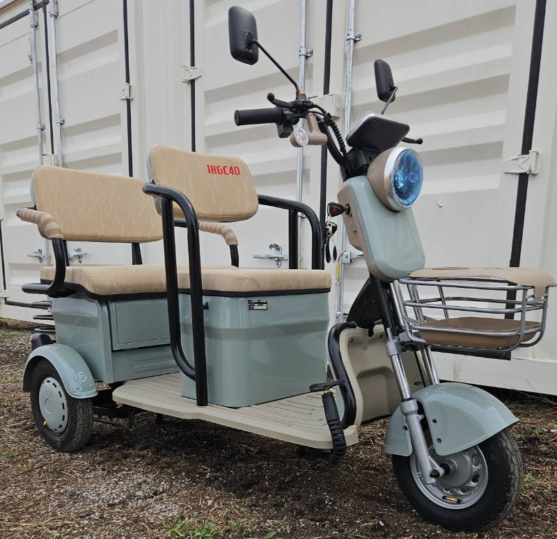 lot 5044 image: SDLanch Teal Mini Golf CartTrike Electric Vehicle MGC40 - Wall Charger - Remote Security System - Lights - Horn - Under Seat Storage - Small But Powerful Some Assembly Required
