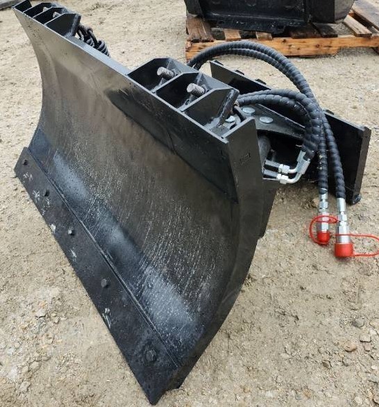 lot 5246A image: Unused SDLanch Mini Skid Steer SnowBulldozer Attachment  Heavy Duty - Hydraulic Tilt & Angle 0-30 degrees - 8-Ton Frame & Heavy-Duty Steel Blade for Efficient Pushing