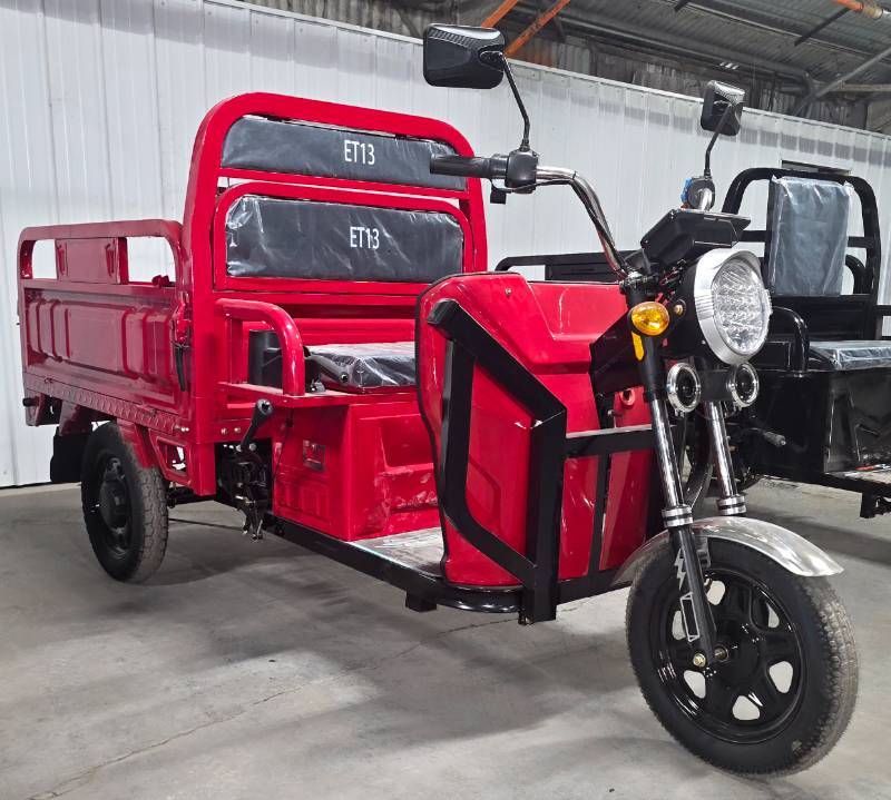 lot 5029 image: Red IRET13 High-End Electric Tricycle 800W 60V20A - Dump Bed - Speed Regulating & Boosting Device to Ensure Strong Output Power - Very Powerful - LCD Panel - LED Headlights