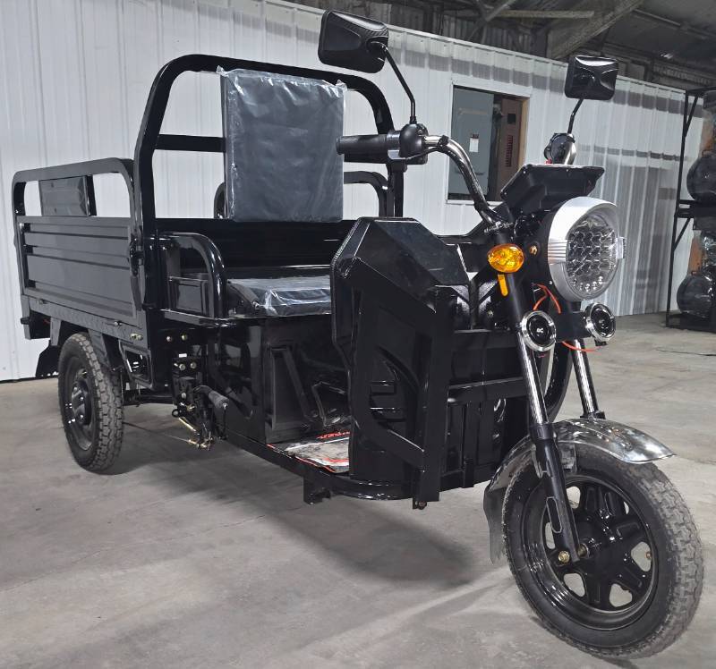 lot 5021 image: Black - IRET13 High-End Electric Tricycle 800W 60V20A - Dump Bed - Speed Regulating & Boosting Device to Ensure Strong Output Power - Very Powerful - LCD Panel - LED Headlights