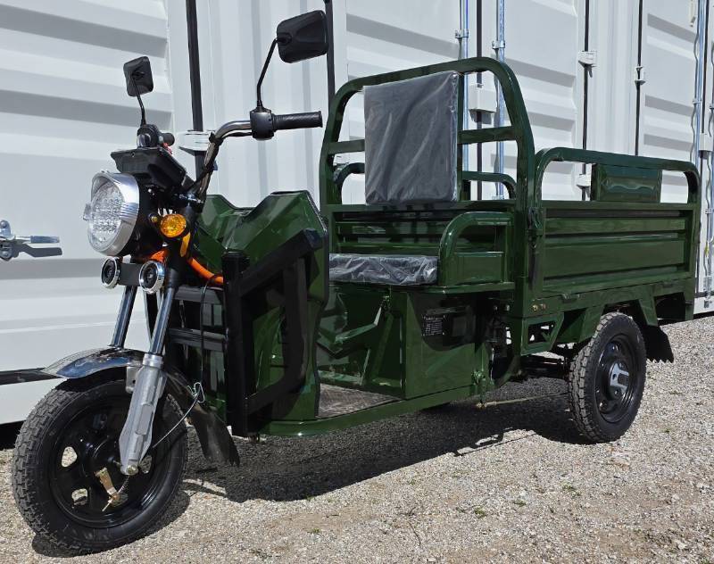 lot 5015 image: Green - IRET13 High-End Electric Tricycle 800W 60V20A - Dump Bed - Speed Regulating & Boosting Device to Ensure Strong Output Power - Very Powerful - LCD Panel - LED Headlights