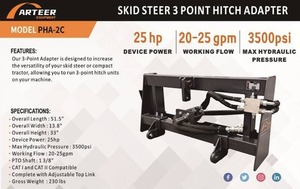 lot 4089A image: Unused Arteer Skid Steer 3 Point Hitch Adapter w Hydraulic PTO Model PHA-2C