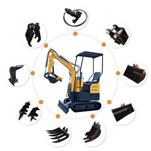 lot 3027 image: Unused LandHonor Mini Excavator Combo Attachments MECA-32-09C - 8Narrow Bucket - 24Plain Bucket - 32 Plain Bucket - Ripper - Rake - Grapple - Auger Driver - Bits 8 Dia & 12Dia. - Quick Hitch