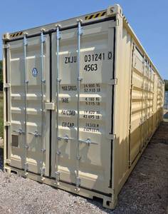 lot 1037 image: One Way Trip 40 Long Tall High Cube Container with Double Rear & Two (2) Side Double Doors - Used One Time To Ship To Mother Road Auctions & SalesWeather, Rodent & FireproofDelivery Available