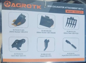 lot 9088 image: AGT Mini Excavator Attachment Set  12EX-SET6