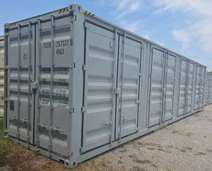 lot 1031 image: One Way Use - 40 Long High Cube Container with Double Rear & Four (4) Side Double Doors - Used One Time To Ship To Mother Road Auctions & Sales -Weather, Rodent & FireproofDelivery Available
