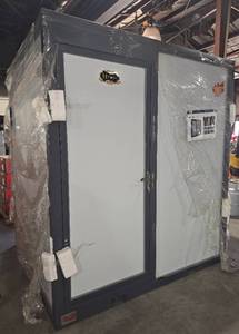 lot 5395 image: SDLANCH Mobile Toilet  Model IRMT - This Unit Has Slight Cosmetic Damage from Shipping, See Pics