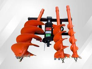 lot 1556 image: RAYTREE Skid Steer Auger RMA42 - Comes w Auger Drive and Three Drill Bits 6,12,18