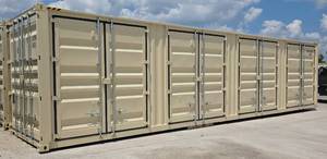 lot 1040 image: One Way Use - 40 Long High Cube Container with Double Rear & Four (4) Side Double Doors - Used One Time To Ship To Mother Road Auctions & Sales -Weather, Rodent & FireproofDelivery Available