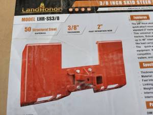lot 3282A image: Unused LandHonor 38 Skid Steer Mount Plate  LHR-SS38 with 2 Hitch Receiver for Trailers