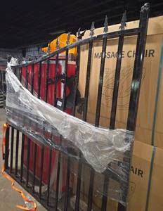 lot 8287 image: Captok 14 FT Bi-Parting Wrought Iron Gate Double Swing  Driveway  Ranch Entry CK-14BL - See Pics for Shipping Damage
