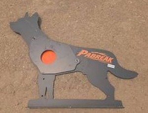 lot 10155 image: PABREAK Coyote Shaped Shooting Target w Bolt On Stabilizing Foot Supports RB-2401