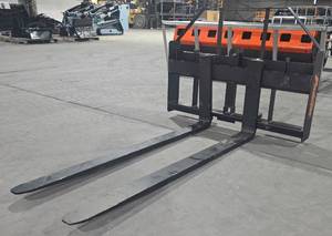 lot 10110 image: PABREAK Skid Steer 60 Pallet Fork Set  Fork Measurements 60in x 4in x 1.3in