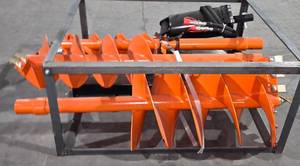 lot 1555 image: RAYTREE Skid Steer Auger RMA42 - Comes w Auger Drive and Three Drill Bits 6,12,18