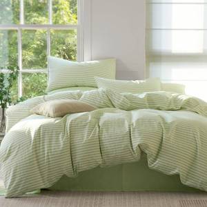 lot 111686 image: JELLYMONI 100% Cotton Printed Striped Queen Duvet Cover Set, Sage Green  Breathable and Soft, Classic Stripes, 8 Corner Ties & Double-Head Hidden Zipper, For Master or Guest Bedroom