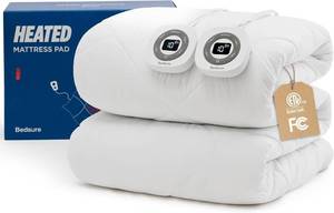 lot 111687 image: Retails for $108 Bedsure Heated Mattress Pad Queen, Cozy Bed Warmer with Preheat & Memory  12 Hour Auto Off, 10 Heat Settings, ETL&FCC, Dual Control, Fast Heating, Machine Washable, Deep Pocket, Premium Quilted 60x80